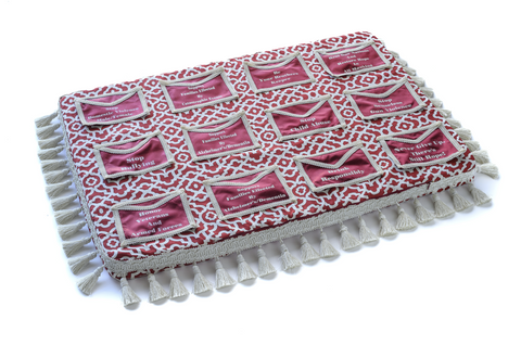 Elegant Red and White Prayer Request Rug