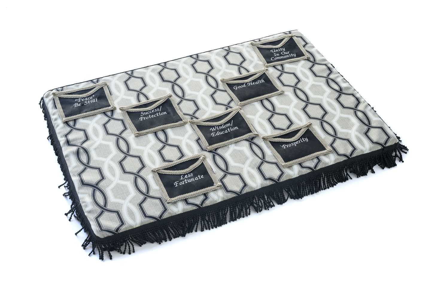 Elegant Black and White Prayer Request Rug