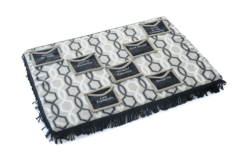 Elegant Black and White Prayer Request Rug