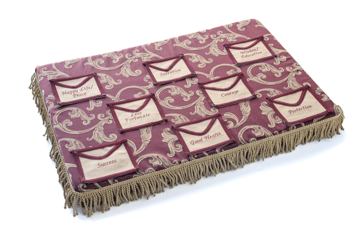 Elegant Deep Red and Gold Prayer Request Rug – Meant To bee Pampered LLC