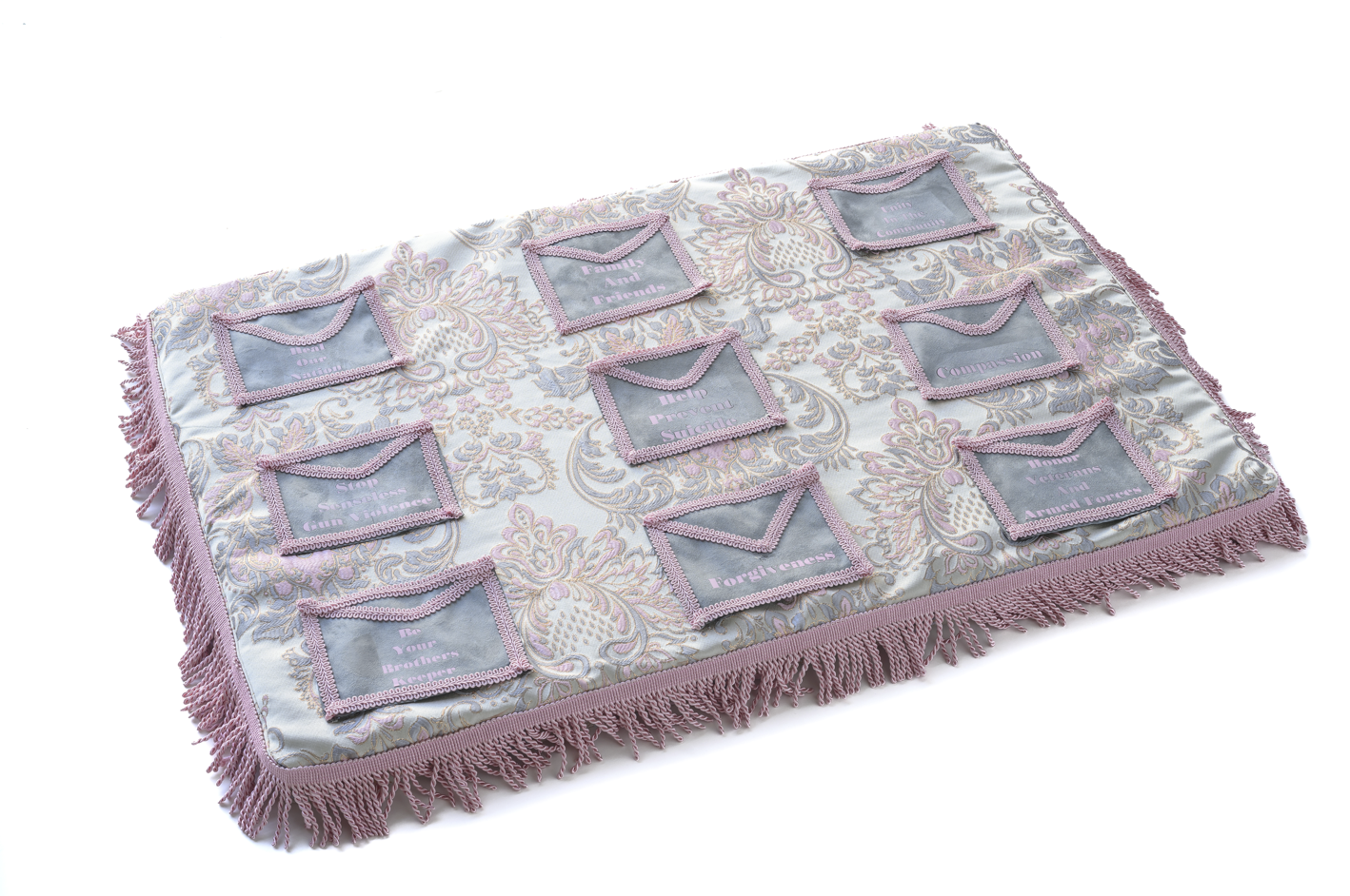 Elegant Mauve and Gray Prayer Request Rug